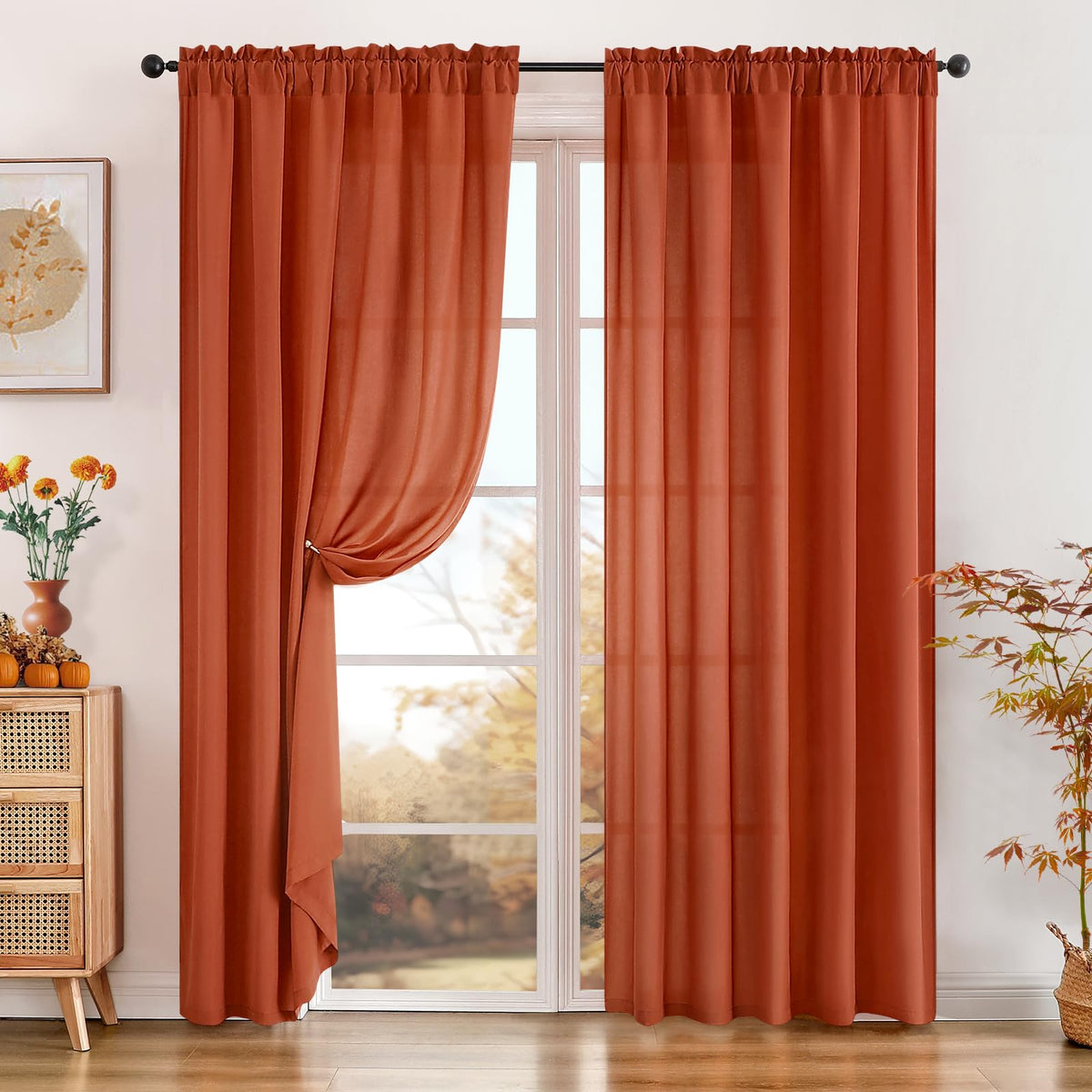 HOMEIDEAS Non-See-Through White Privacy Sheer Curtains, 52 X 96 Inches Long