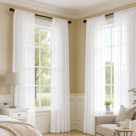 MIULEE White Sheer Curtains 84 Inches Long 4 Panels 42 x 84 Inches