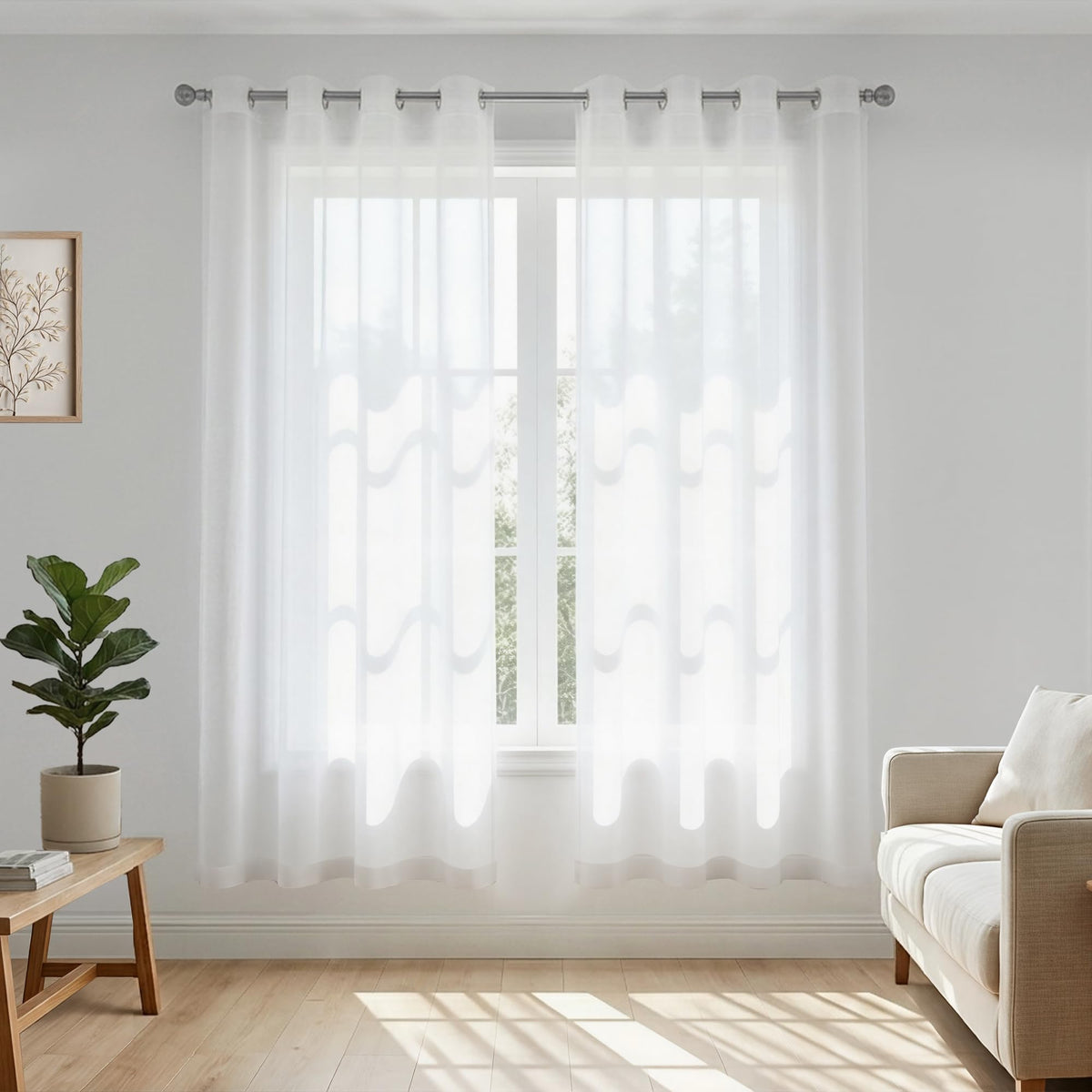 Mrs.Naturall Black Sheer Curtains 84 Inches Long for Living Room Set of 2 Panels Ring Grommet Window Curtain Panels for Bedroom 52x84 Inch Length