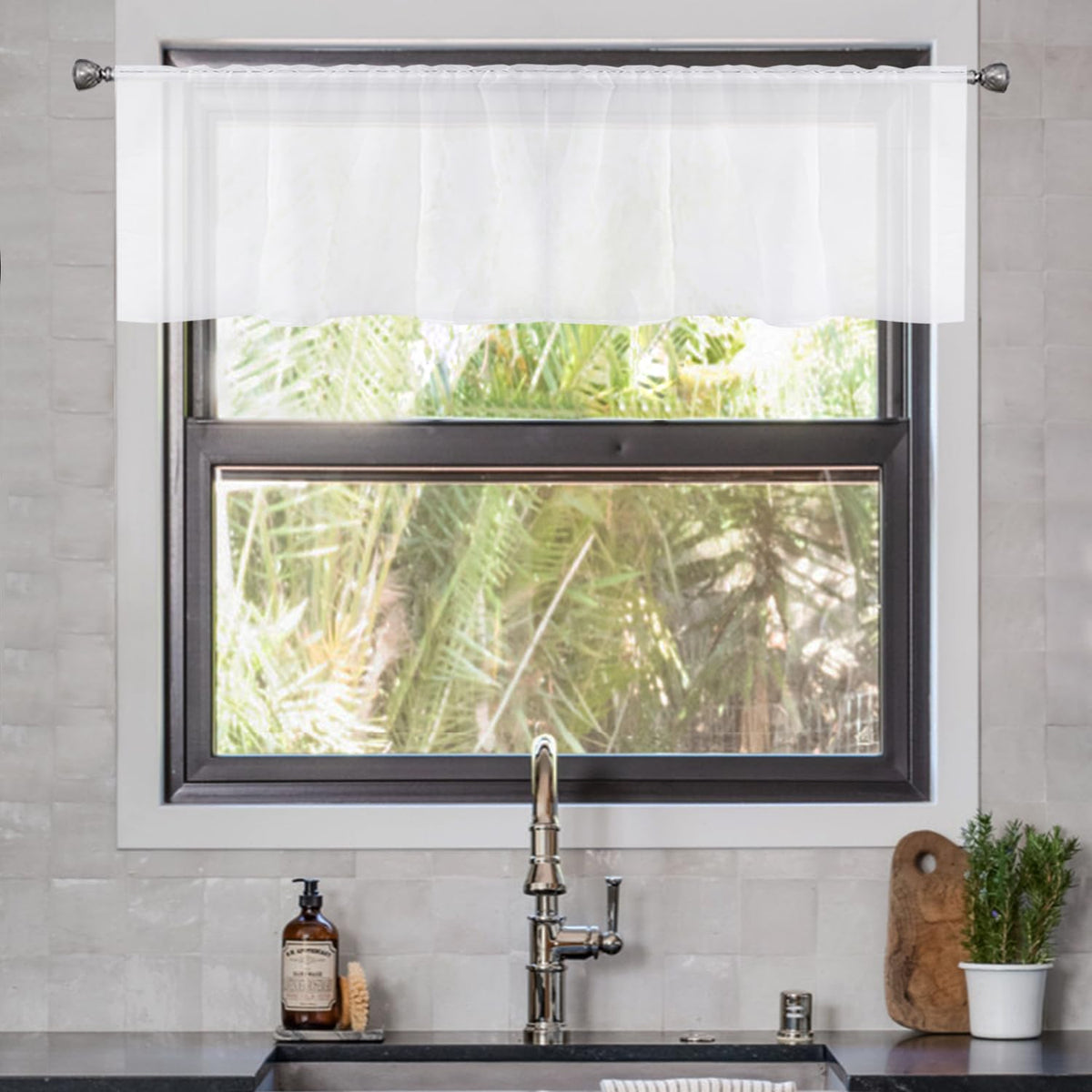 youleyar Solid Sheer Rod Pocket Curtain Voile Draperies 2 Panels White Beige Black Grey Coffee 52 Inch Width 84 Inch Long 1 Pair for Kitchen Bedroom Children Living Room Yard (Orange,52Wｘ84L)