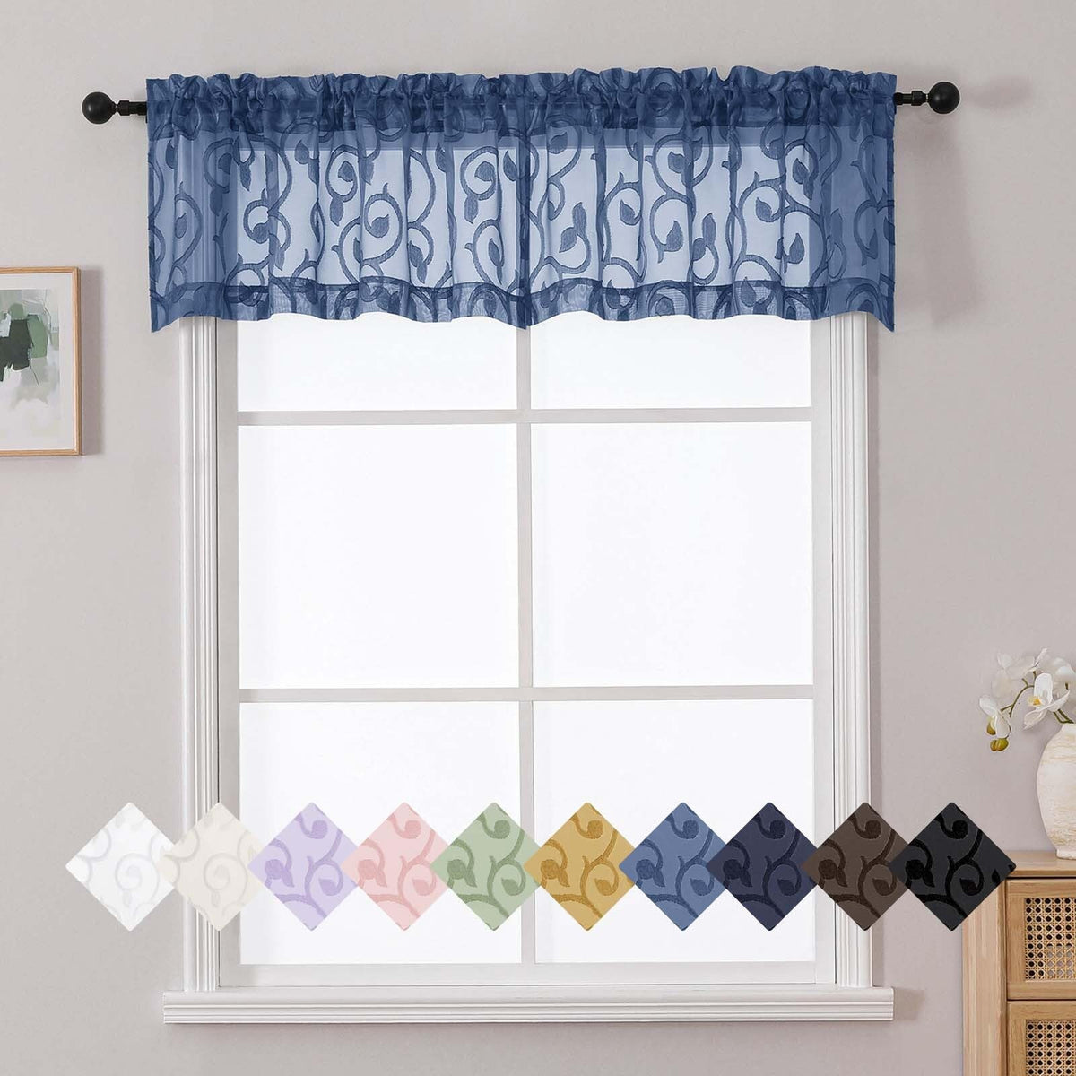 Dusty Blue Sheer Curtains for Bedroom Living Room 72 Inches Long 2 Panels Set, Soft Airy Geometric Jacquard Clip Curtains Drapes, Modern Rod Pocket Door Curtain, 2Pcs Each 42" Wx72 L Inch