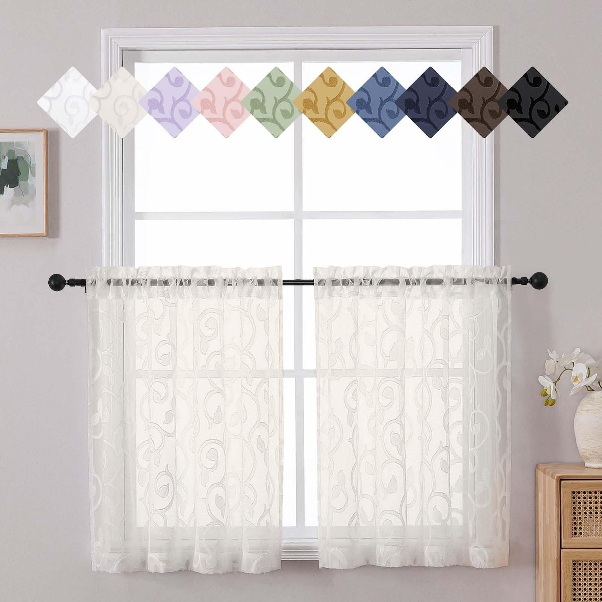 Dusty Blue Sheer Curtains for Bedroom Living Room 72 Inches Long 2 Panels Set, Soft Airy Geometric Jacquard Clip Curtains Drapes, Modern Rod Pocket Door Curtain, 2Pcs Each 42" Wx72 L Inch