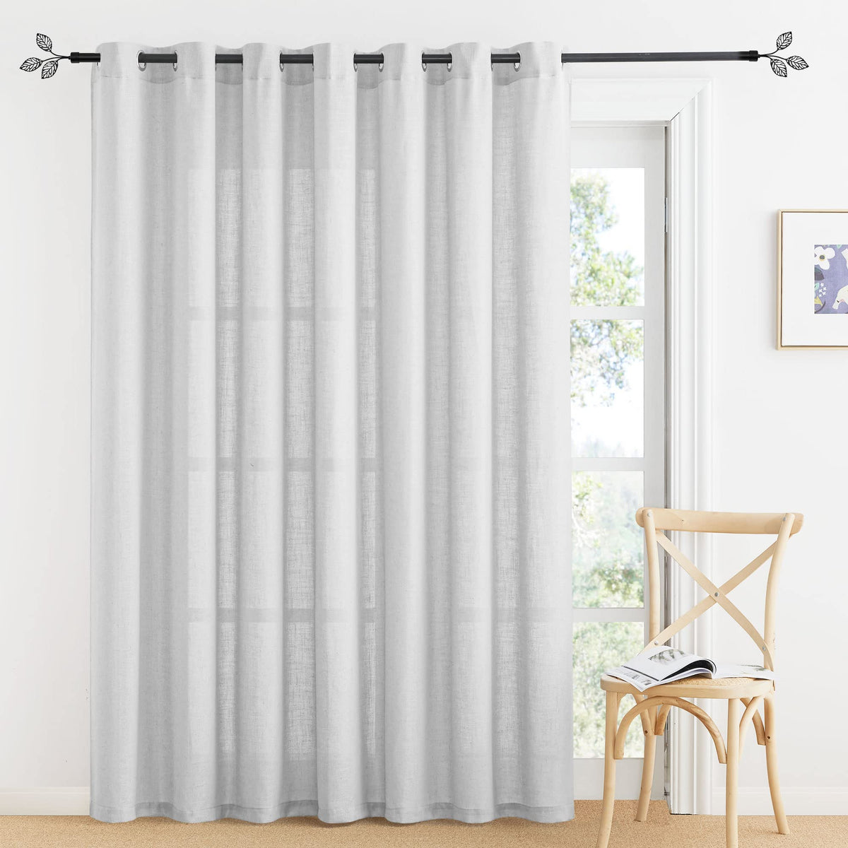 RYB HOME Sliding Patio Door Sheer Curtains, Extra Wide Room Divider Drape