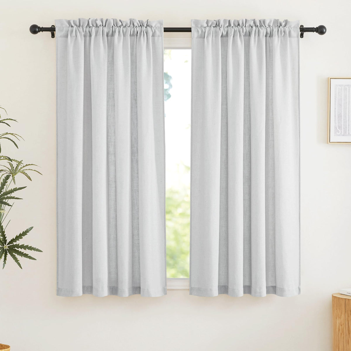 RYB HOME White Semi Sheer Curtains 84 inches Long for Living Room