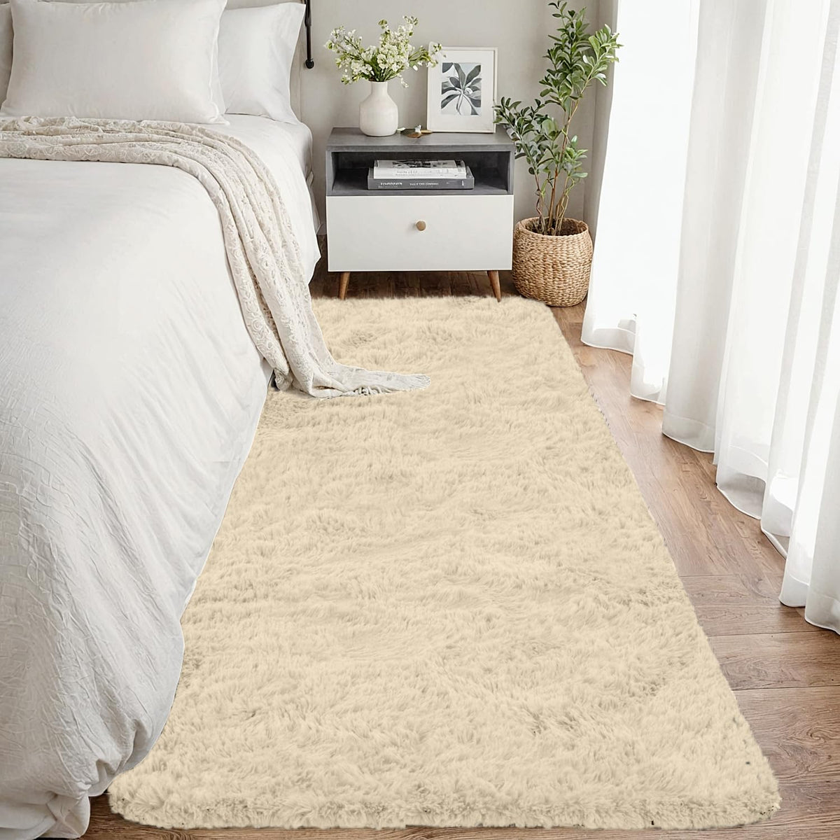 8x10 Fluffy Shag Area Rugs for Living Room Bedroom: Soft Plush Carpet Grey