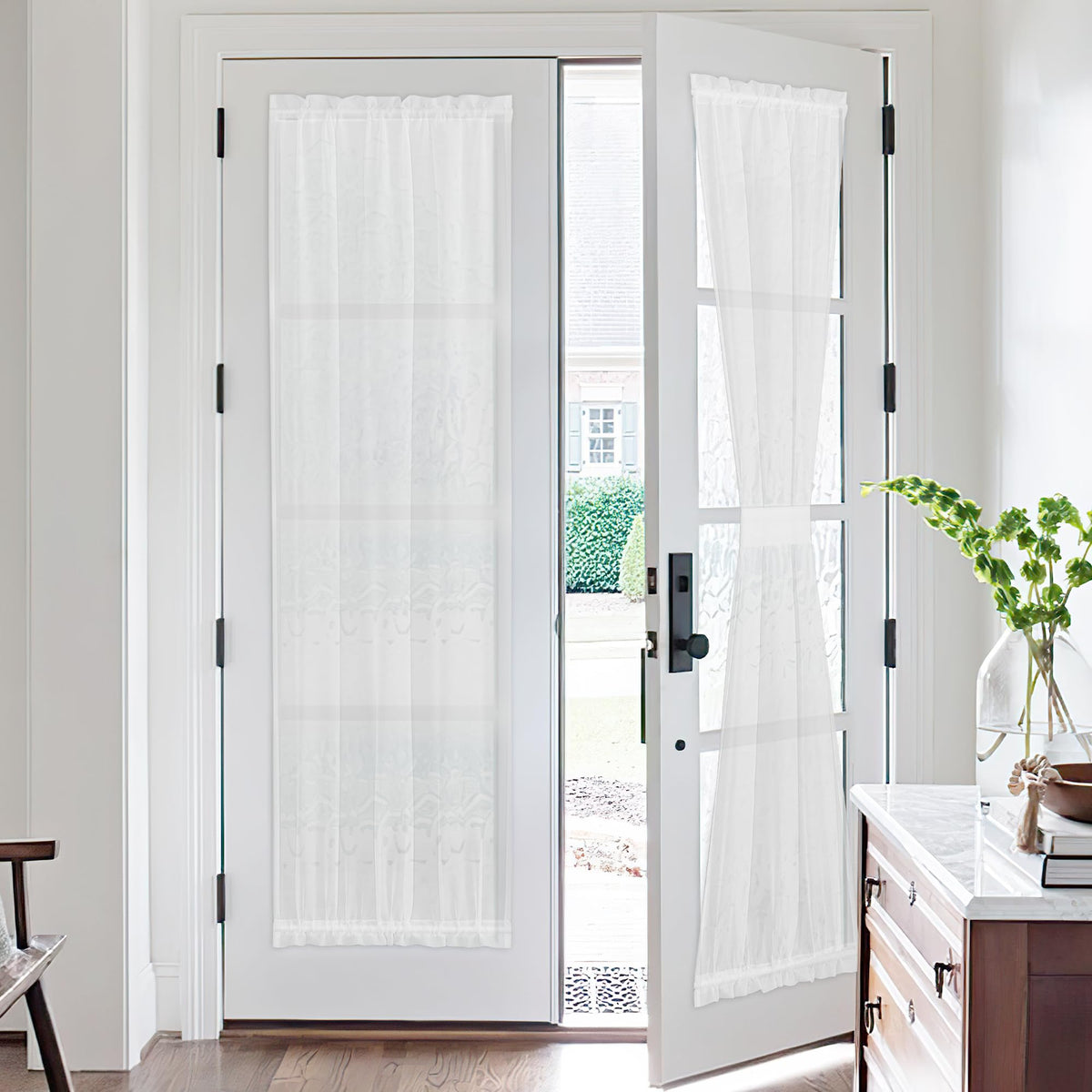 NICETOWN White 2 Panels French Door Curtains for Front Back Window Cover