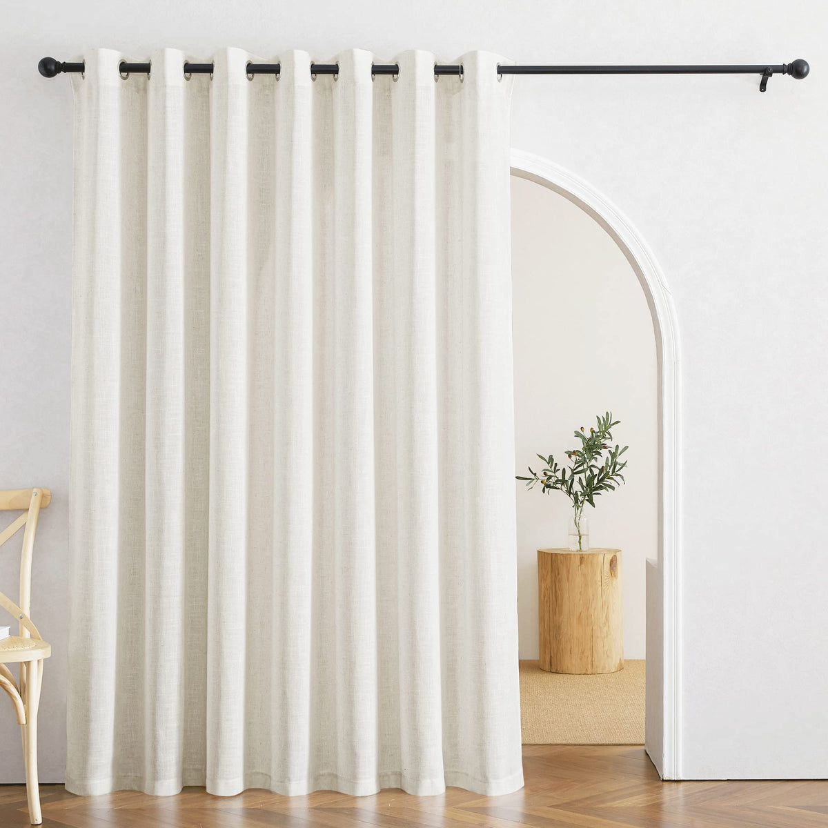 RYB HOME Sliding Patio Door Sheer Curtains, Extra Wide Room Divider Drape