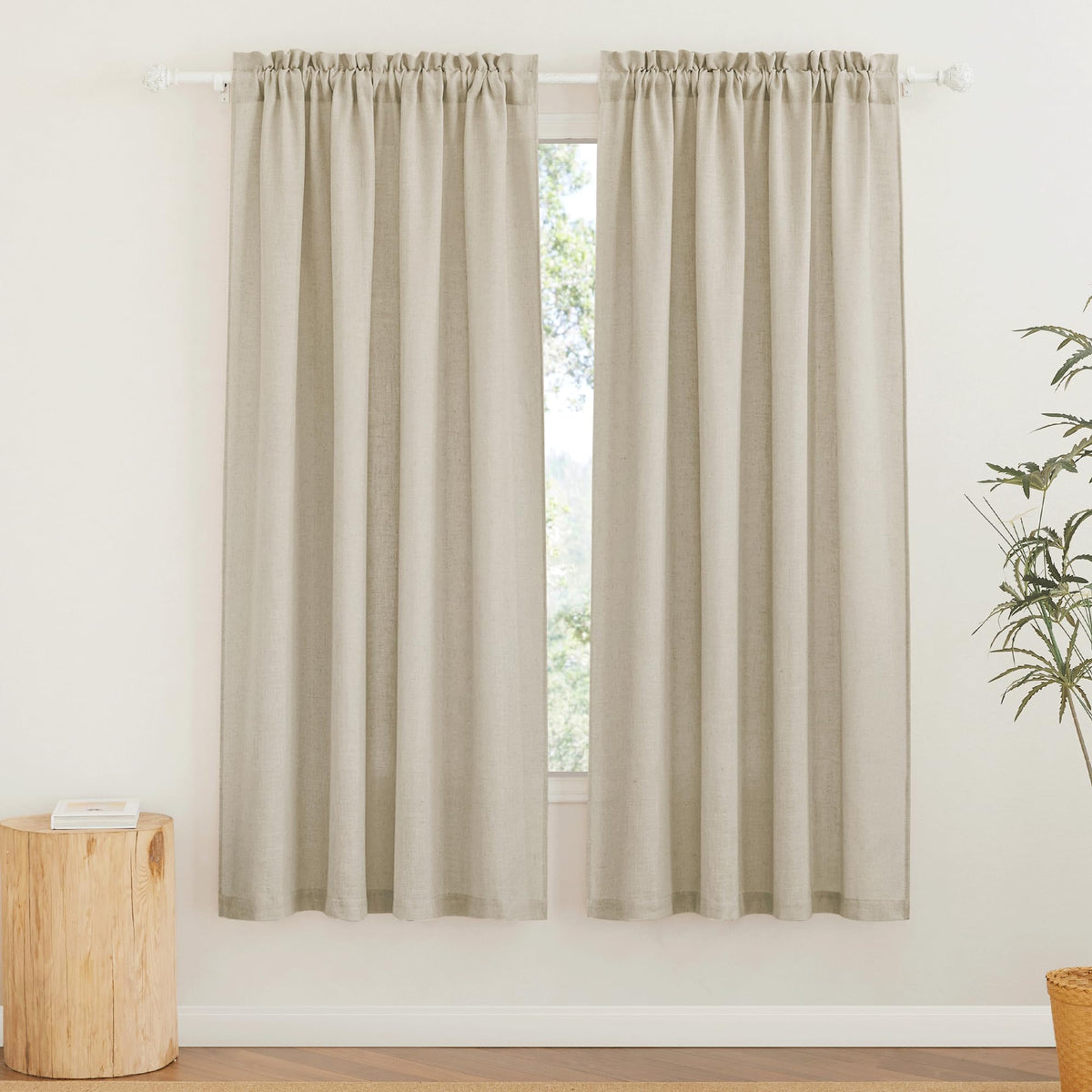 RYB HOME White Semi Sheer Curtains 84 inches Long for Living Room