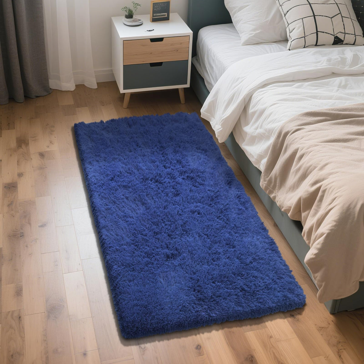 Beige 8x10 Area Rugs for Living Room, Fluffy Shag Rug Large Bedroom Carpet