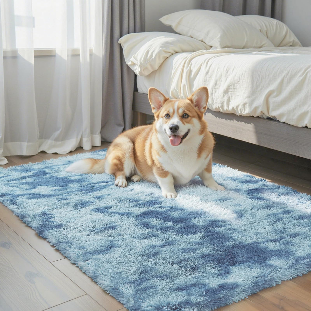 8x10 Area Rugs for Living Room,Light Grey Large Shaggy Soft Plush Furry Rug