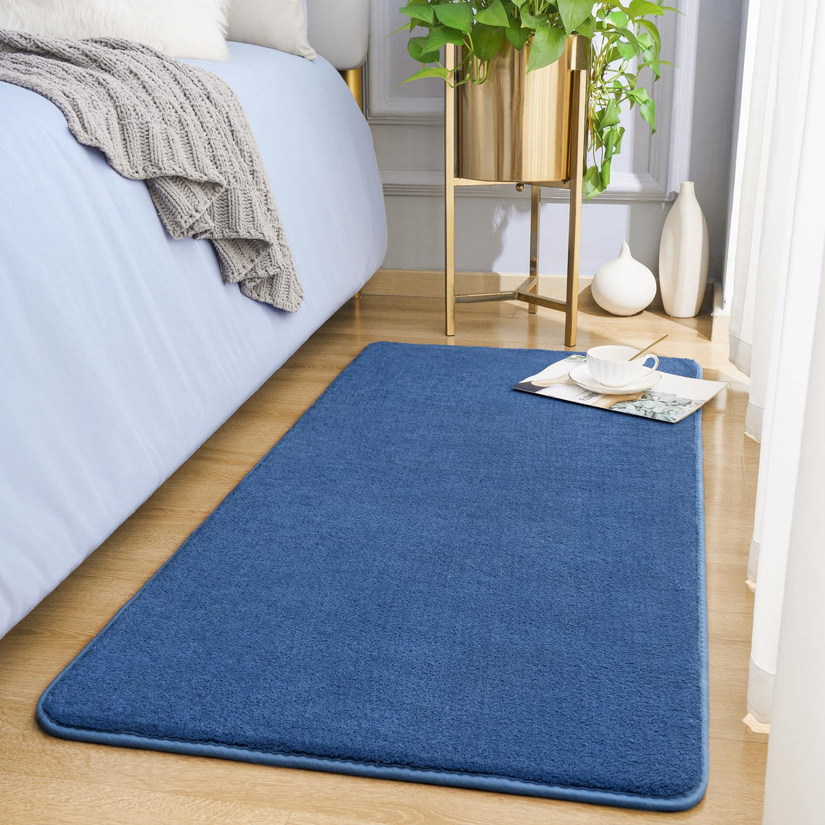 Amearea Modern Area Rugs for Bedroom Living Room, 4x6 Black Memory Foam Rug