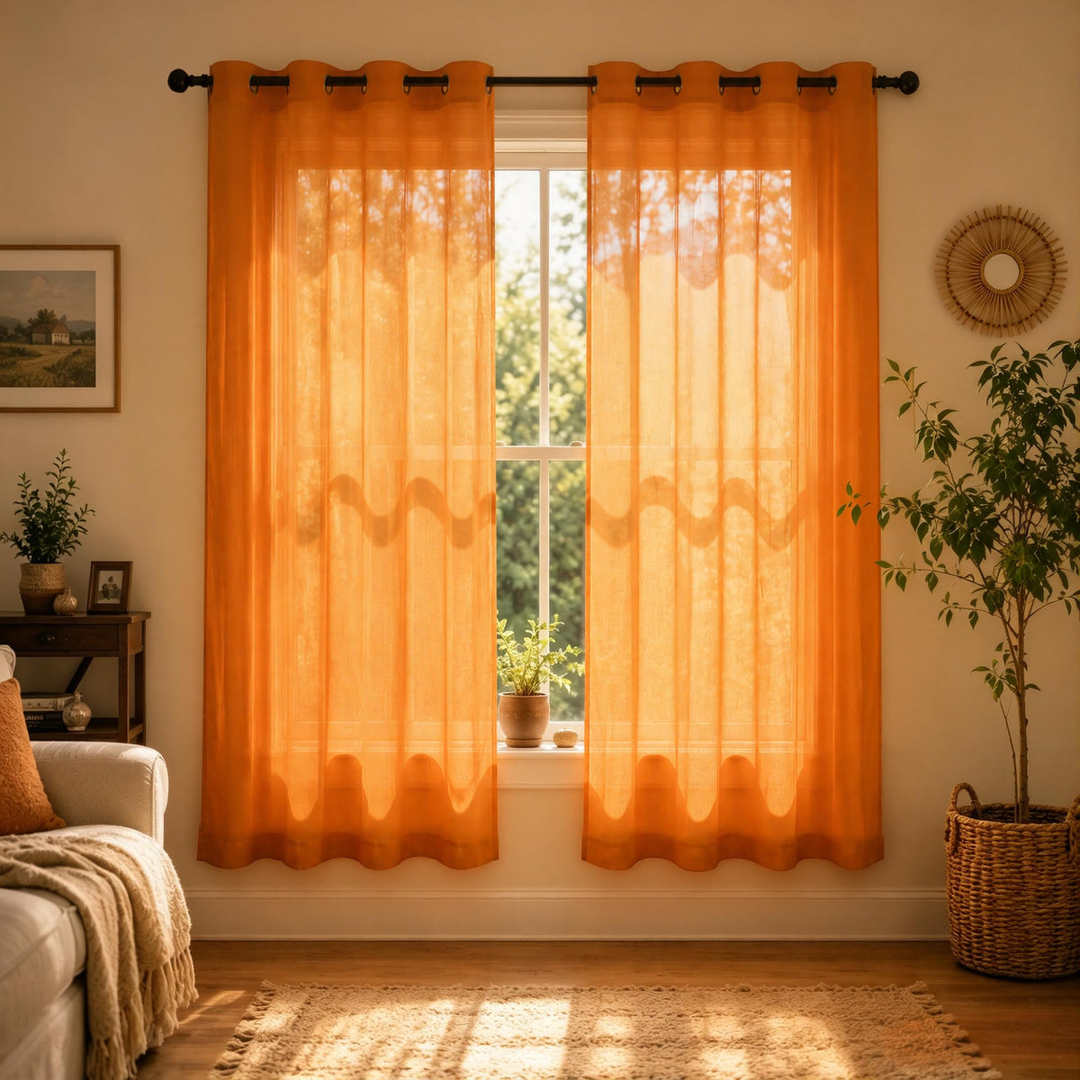 Mrs.Naturall Black Sheer Curtains 84 Inches Long for Living Room Set of 2 Panels Ring Grommet Window Curtain Panels for Bedroom 52x84 Inch Length
