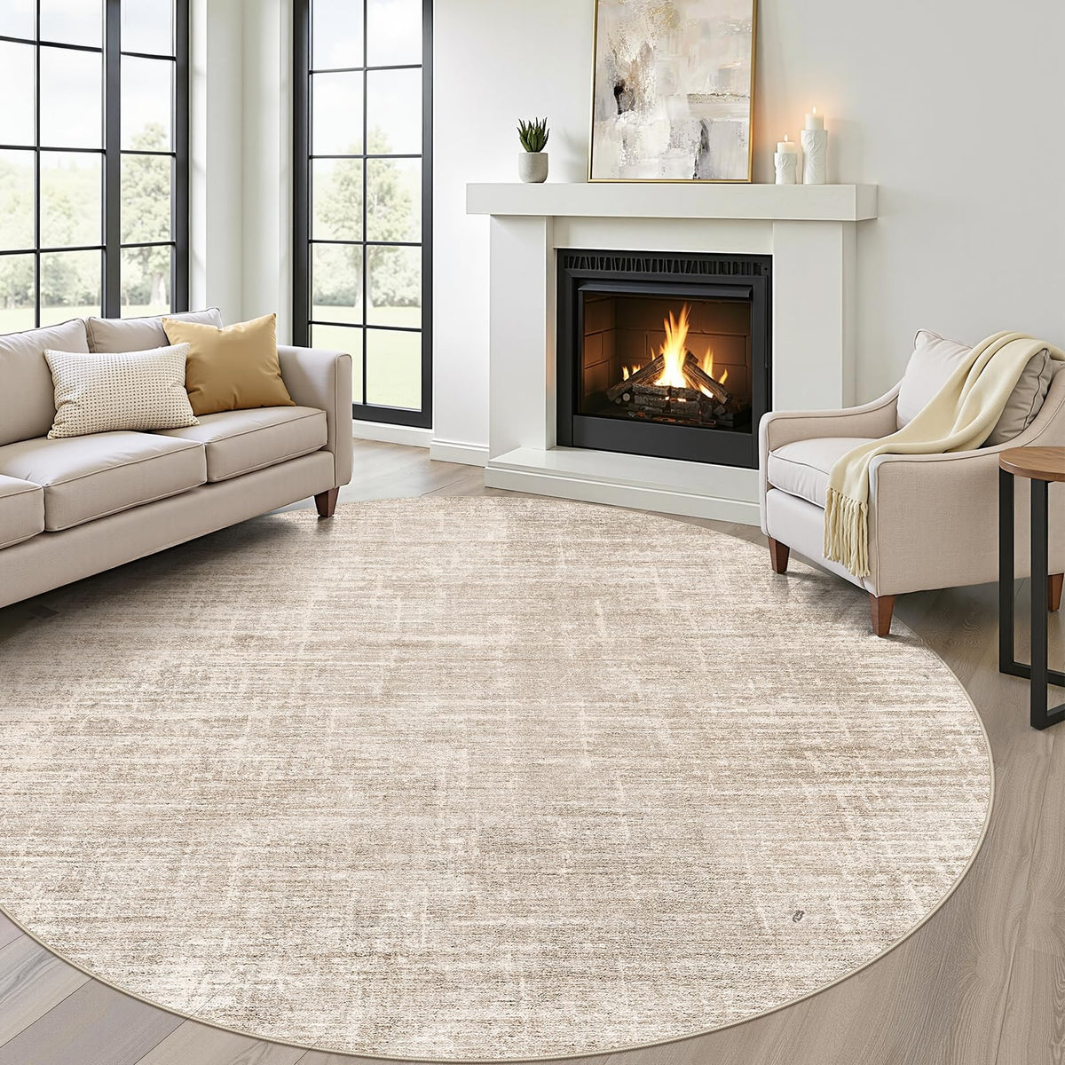 LOONGRUG 8x10 Area Rugs Washable Neutral Modern Rug for Living Room Brown