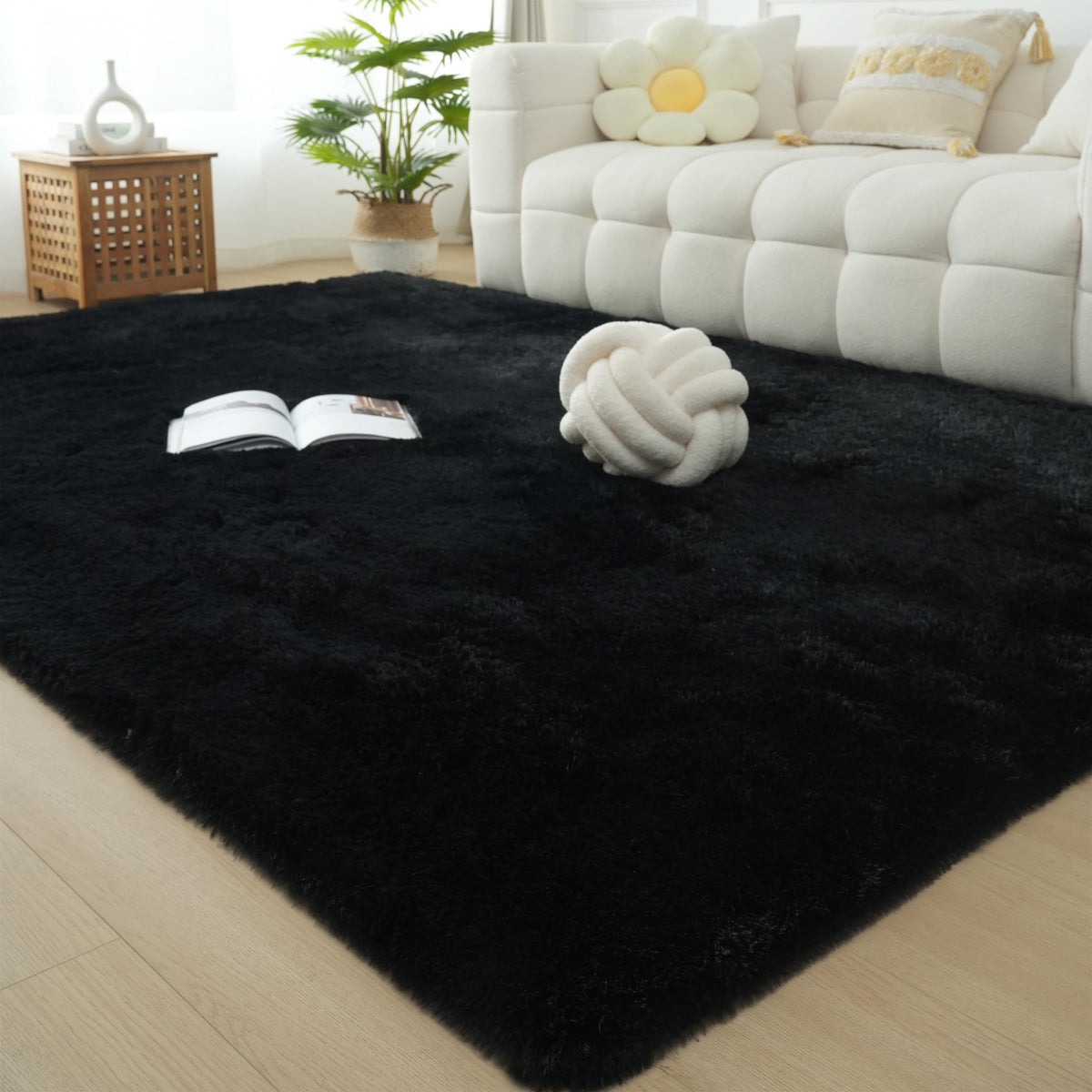 Fluffy Area Rug for Bedroom 5x7 Grey - Soft Shag Dorm Decor Carpet