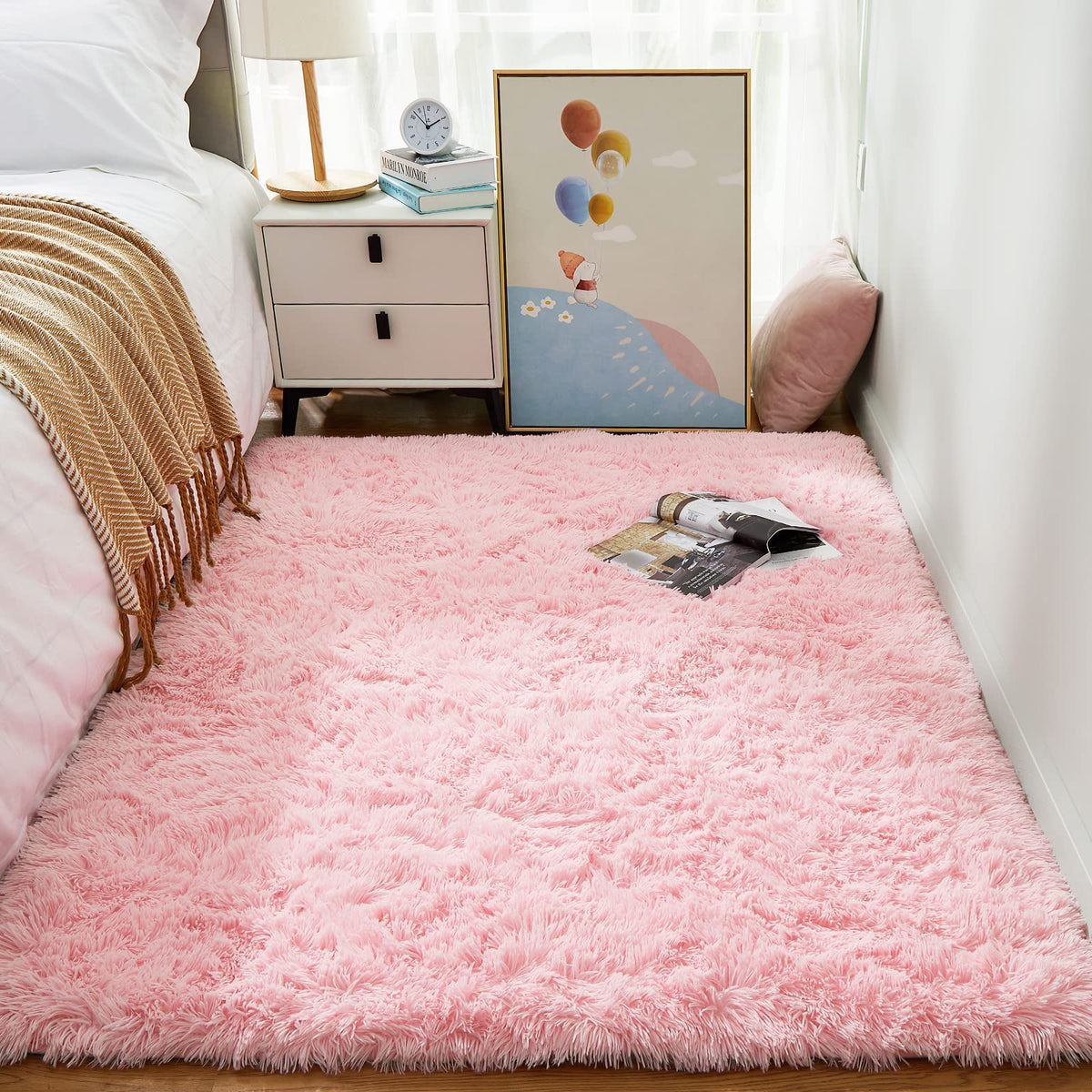 Ophanie 5x7 Area Rugs for Living Room Ivory, Fluffy Shag Large Fuzzy Plush Soft Rug, Shaggy Floor Big Carpets for Bedroom Nursery, Kids Home Decor Aesthetic with Over 99 pcs Pile fibers