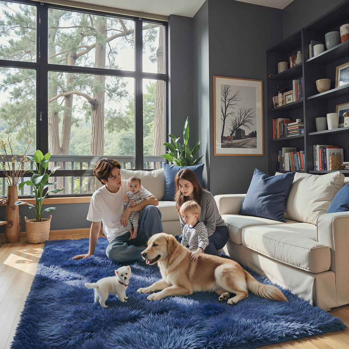 8x10 Area Rugs for Living Room,Light Grey Large Shaggy Soft Plush Furry Rug