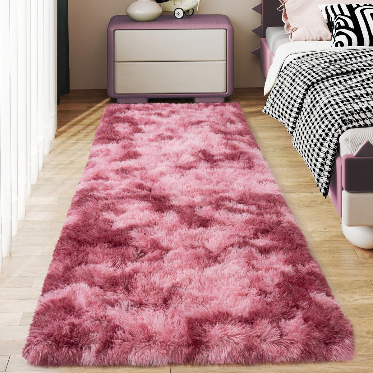 Soft Runner Rugs for Bedroom Hallway 2x6 Beige Fluffy Shag Washable