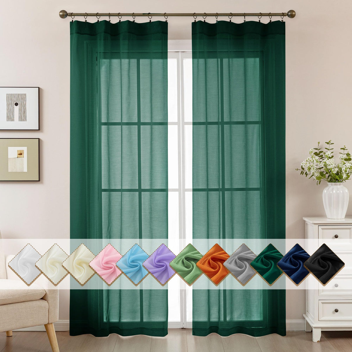 Natural Sheer Curtains 96 Inches Long Rod Pocket