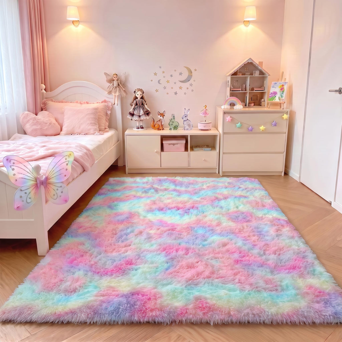 Runner Rugs for Bedroom Living Room, 2x6 Tie-Dyed Beige Hallway Area Rug