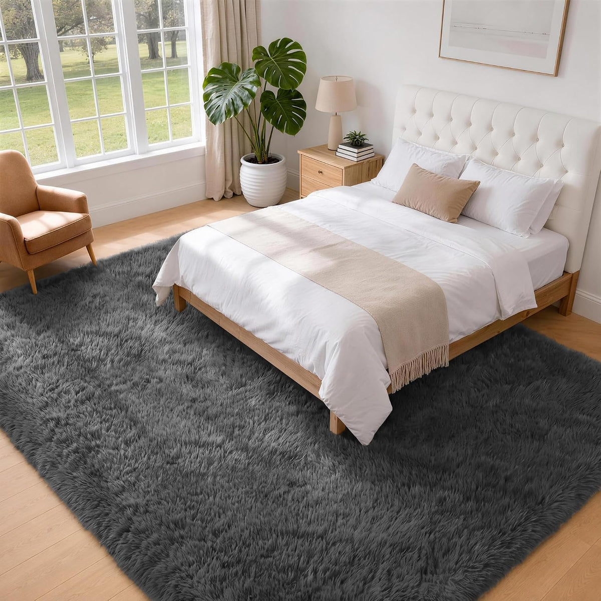 6x9 Area Rugs for Living Room Bedroom,Ultra Soft Fluffy Shag Rug Grey