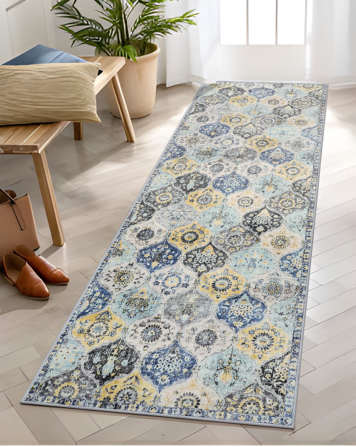 Lahome Moroccan Washable Small Area Rug, 3x5 Rug for Bedroom Living Room