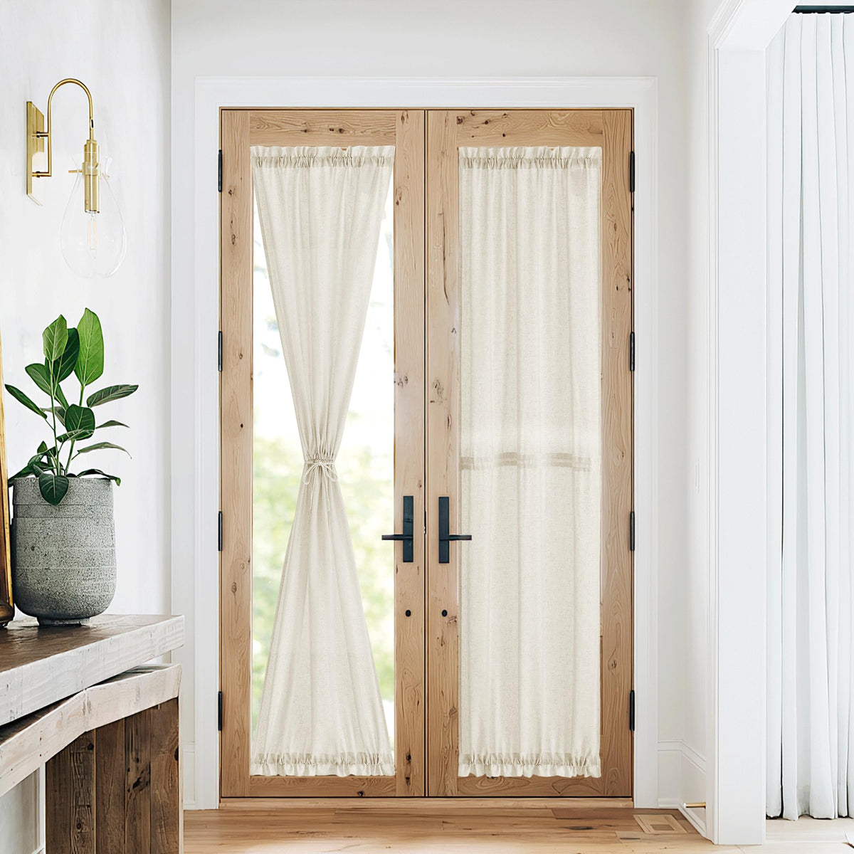 NICETOWN White 2 Panels French Door Curtains for Front Back Window Cover