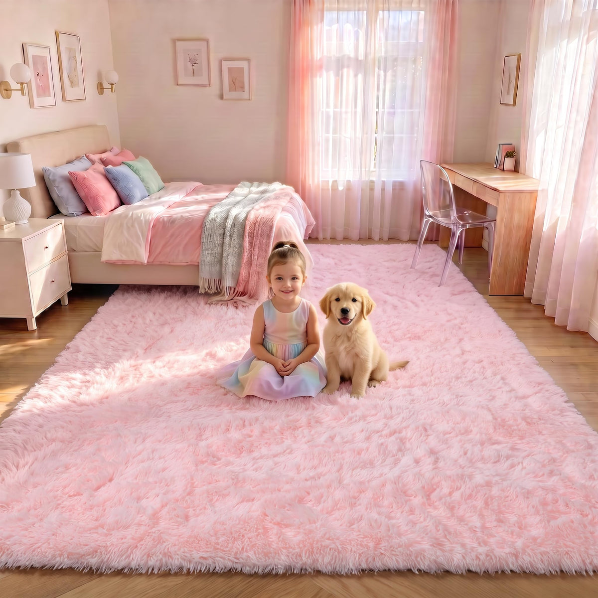 Runner Rugs for Bedroom Living Room, 2x6 Tie-Dyed Beige Hallway Area Rug