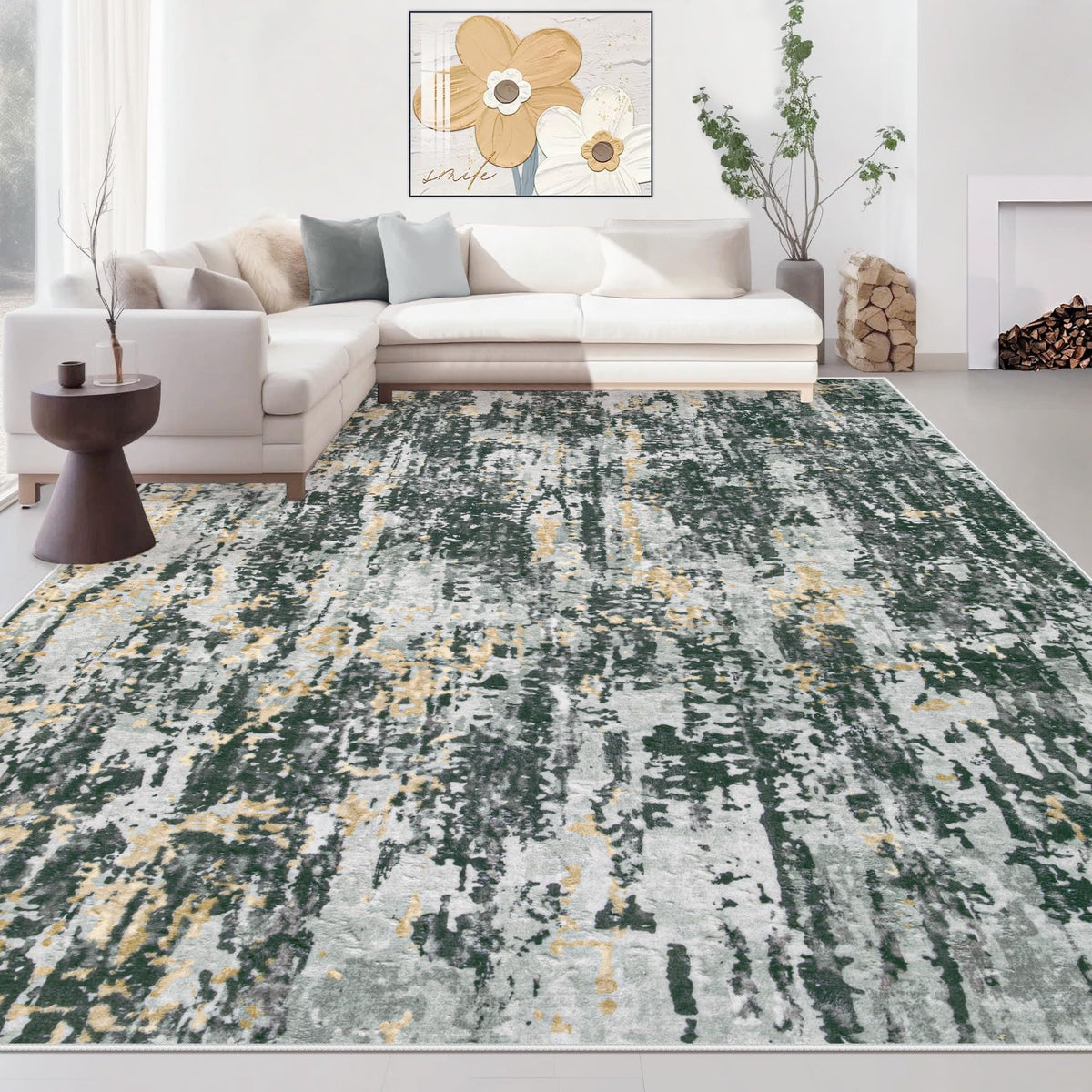 Area Rugs 8x10 Living Room: Washable Rug Modern Abstract Large Rugs Soft Non Slip Neutral Rug Stain Resistant Indoor Carpet for Bedroom Kitchen Dining Room Table Nursery Home Office Rugs(Beige,8'x10')