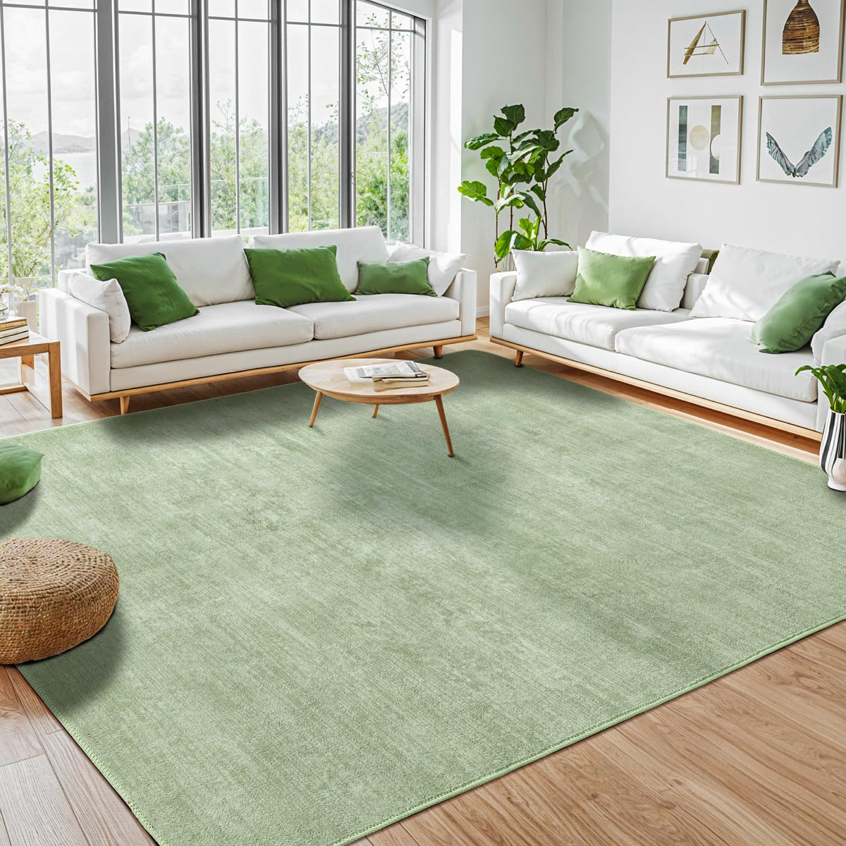8x10 Washable Area Rug, Black Solid Area Rugs for Living Room & Bedroom