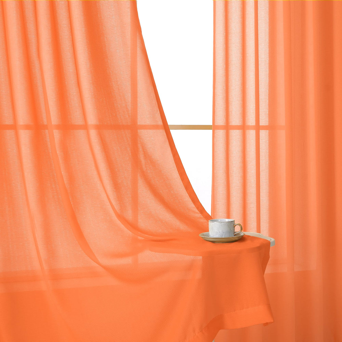 KangBang White Pinch Pleated Sheer Curtains 84 Inches Long 2 Panels