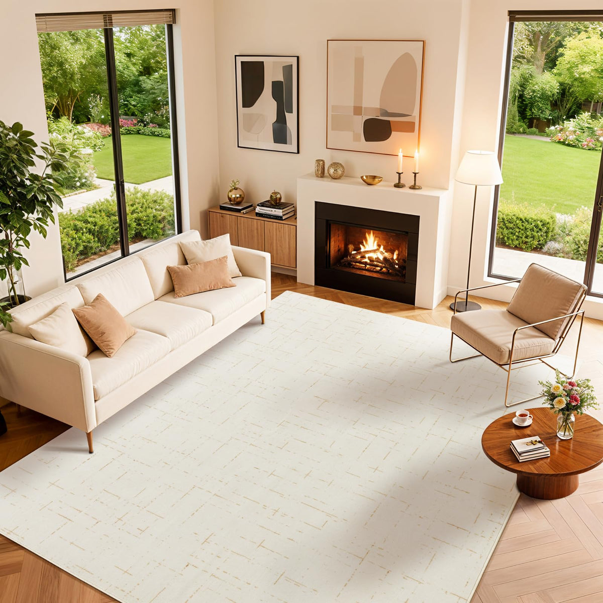 8x10 Washable Area Rug, Black Solid Area Rugs for Living Room & Bedroom