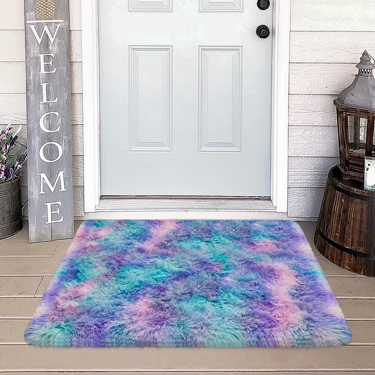 Tie-Dyed Runner Rug for Bedroom Black Grey 2x6ft Fluffy Area Rug Bedside Runner Rug for Kids Room Boys Teens Nursery Baby Living Room Dorm Home Decor Carpets