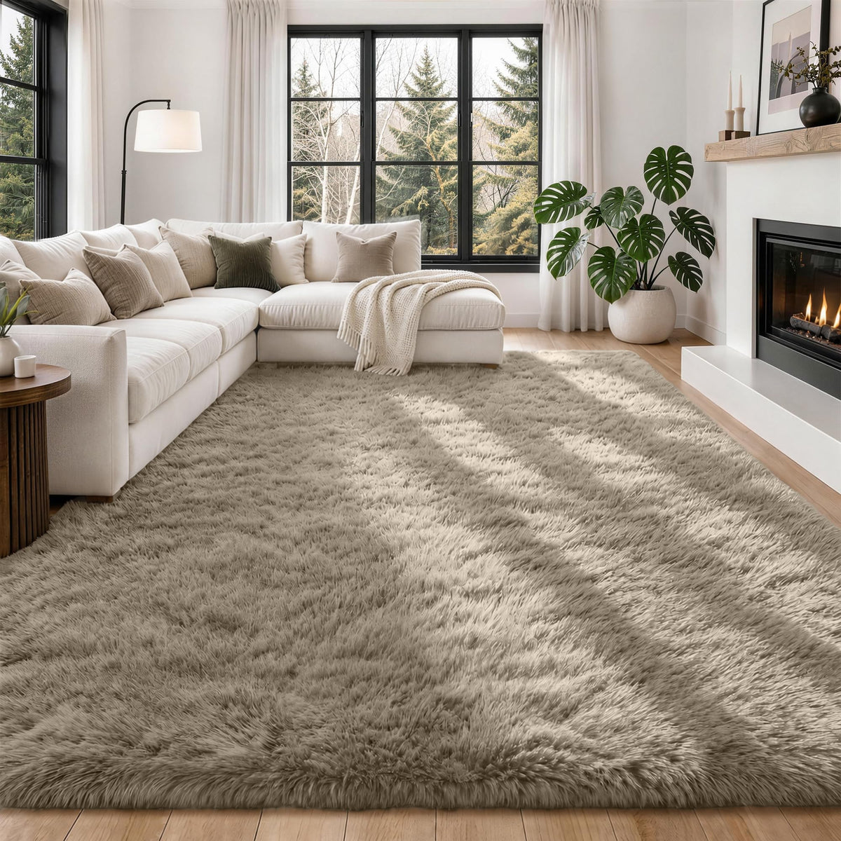 6x9 Area Rugs for Living Room Bedroom,Ultra Soft Fluffy Shag Rug Grey