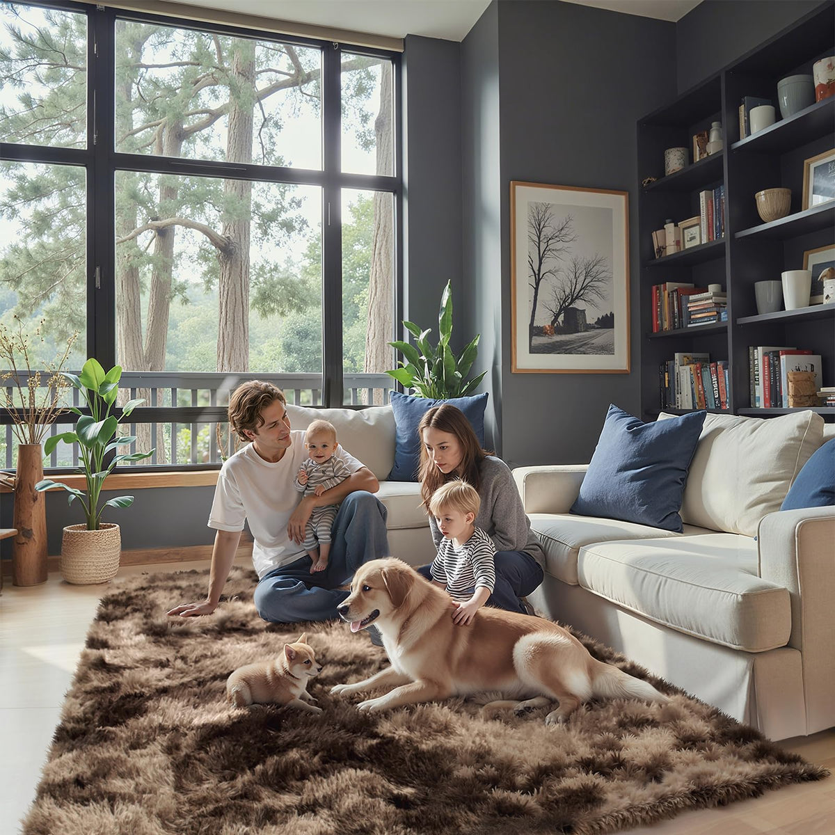 8x10 Area Rugs for Living Room,Light Grey Large Shaggy Soft Plush Furry Rug