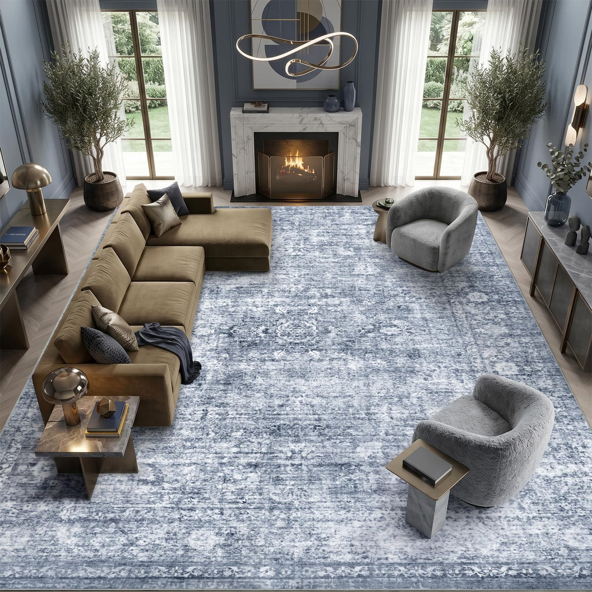 Homemate Washable Rug 9x12 Area Rugs - Vintage Rugs for Living Room
