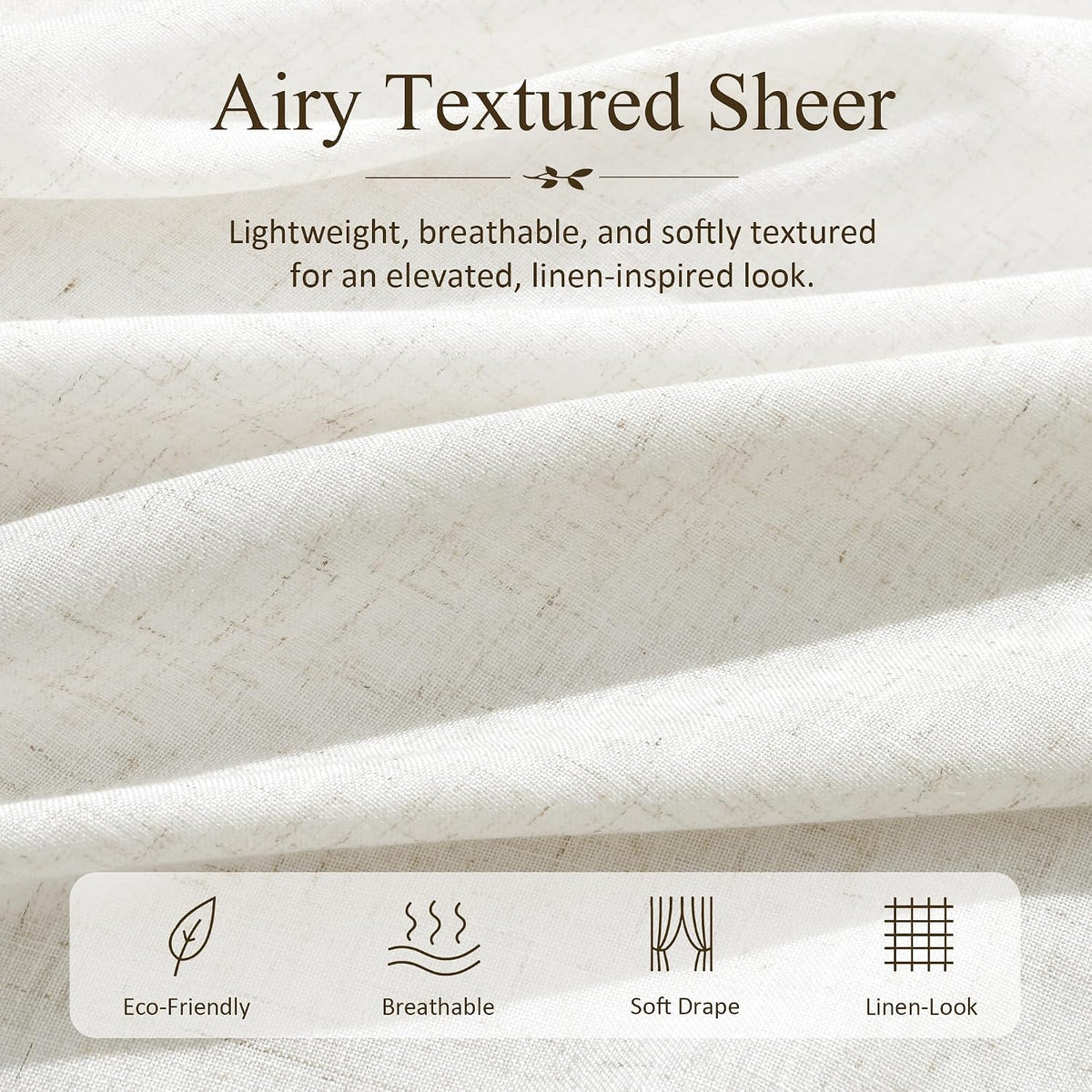 Jowels Natural Linen Curtains 84 Inches Long 2 Panels for Living Room