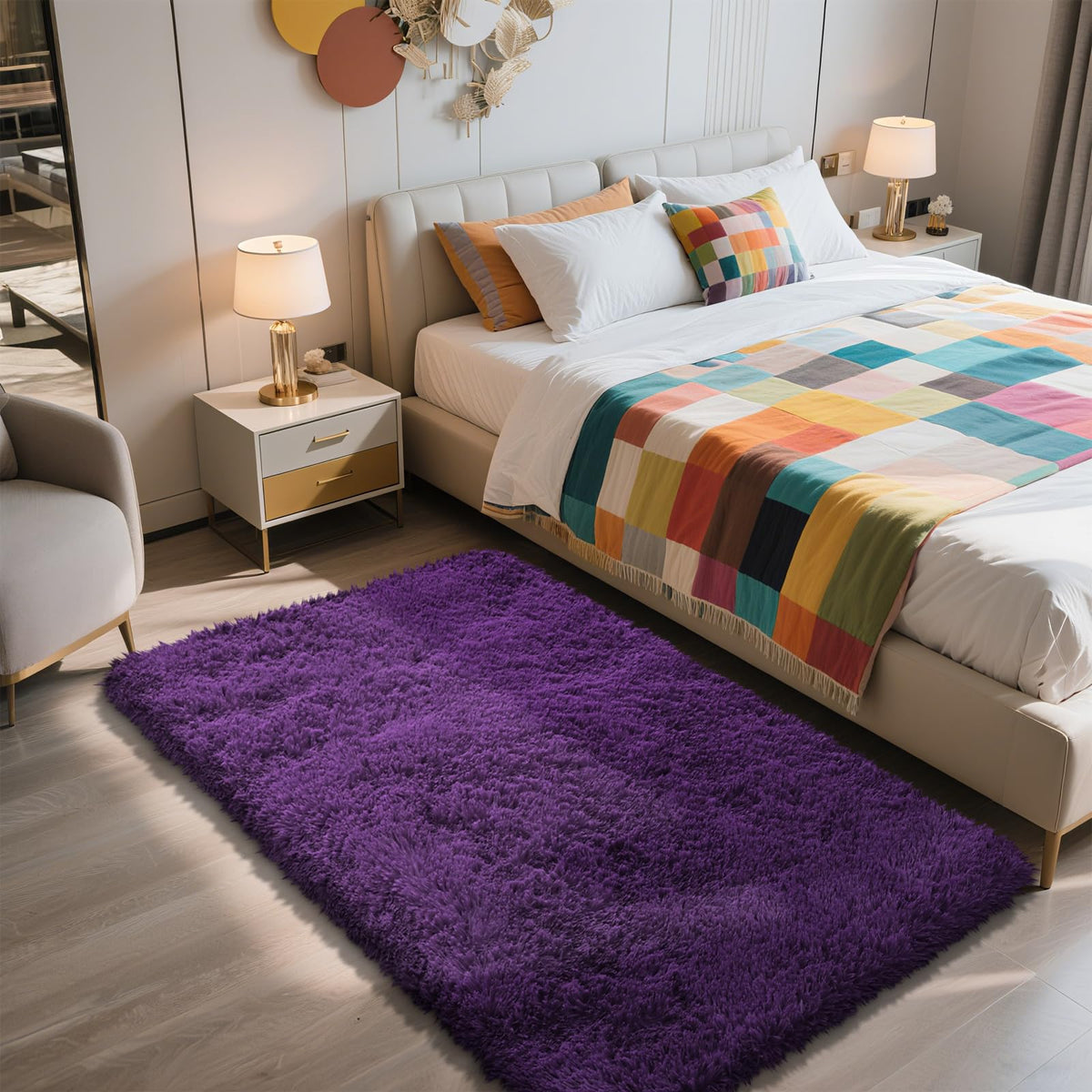 6x9 Black Fluffy Area Rug for Living Room,Large Shag Area Rugs for Bedroom
