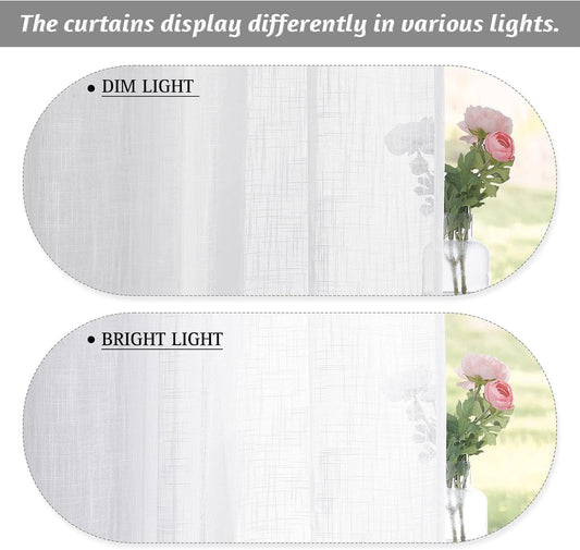RYB HOME White Sheer Curtains for Living Room Patio Glass Door, W52 x L95