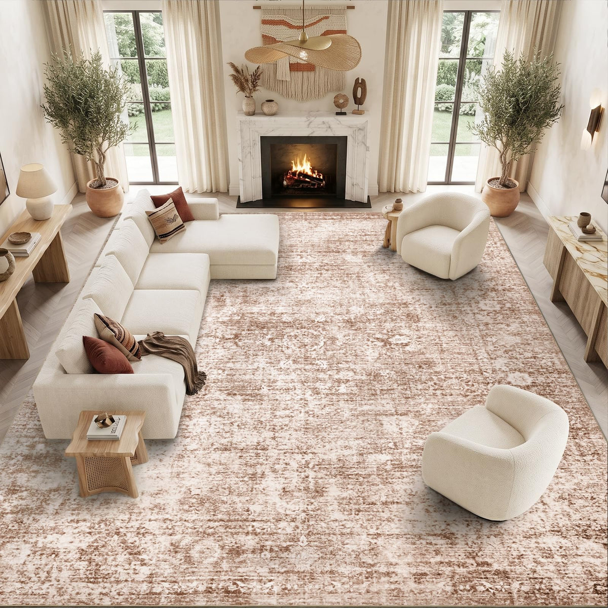 Homemate Washable Rug 9x12 Area Rugs - Vintage Rugs for Living Room