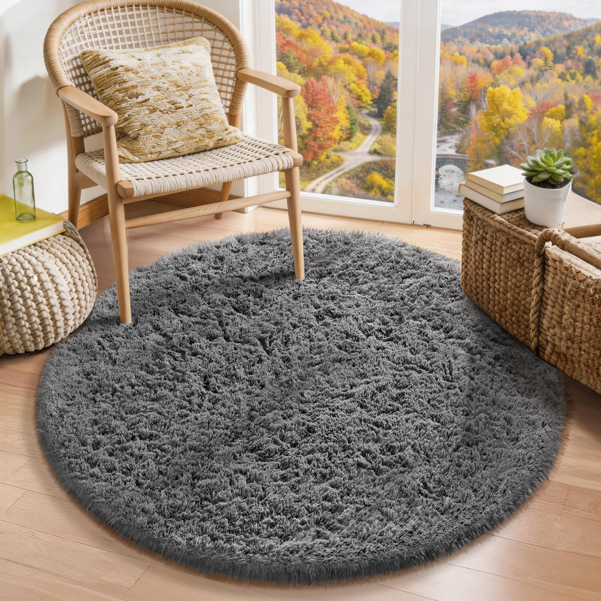 Ophanie 5x7 Area Rugs for Living Room Ivory, Fluffy Shag Large Fuzzy Plush Soft Rug, Shaggy Floor Big Carpets for Bedroom Nursery, Kids Home Decor Aesthetic with Over 99 pcs Pile fibers