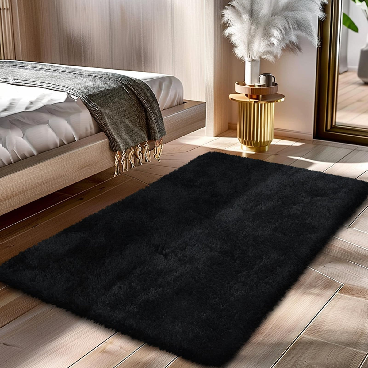 Beige 8x10 Area Rugs for Living Room, Fluffy Shag Rug Large Bedroom Carpet