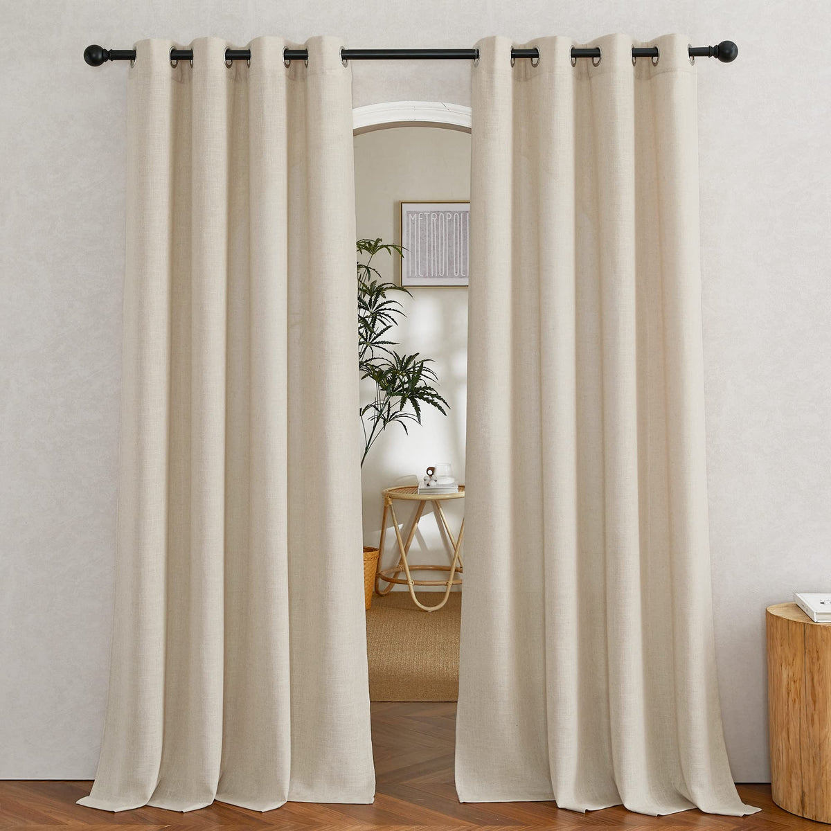 NICETOWN White Sheer Linen Curtains 84 Inch Length 2 Panels Set, W52xL84