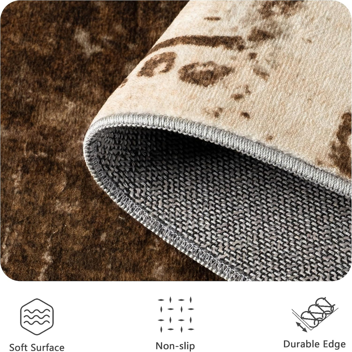 8x10 Rugs for Living Room - Modern Abstract Low Pile Washable Rug, Ultra Soft Non Slip Large Rugs, Floor Carpet for Bedroom Dining Room Office Laundry Nursery Home(Brown)