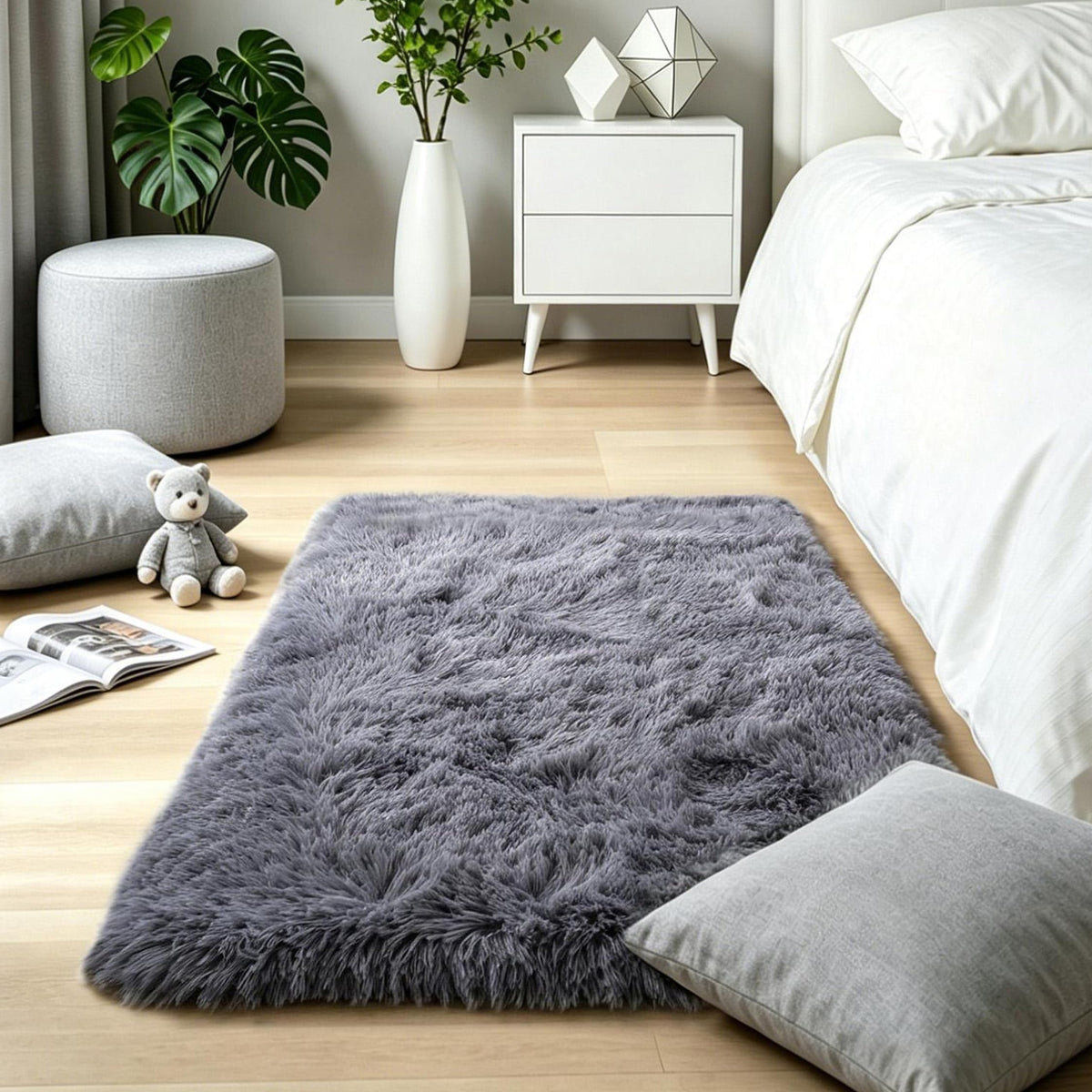 Pink Fluffy 4x6 Area Rugs for Bedroom Girls, Plush Washable Carpet