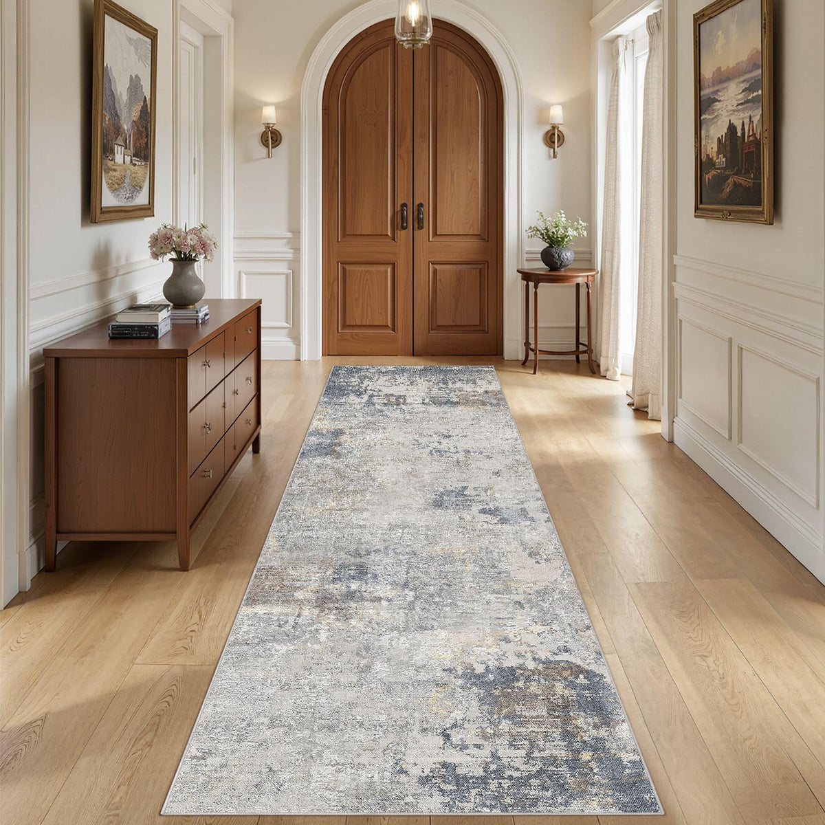 UERMEI 8x10 Area Rug Living Room Rugs - Washable Neutral Modern Abstract Soft Thin Large Rug Indoor Floor No Slip Rug Carpet for Bedroom Under Dining Table Home Office Decor - Brown Grey