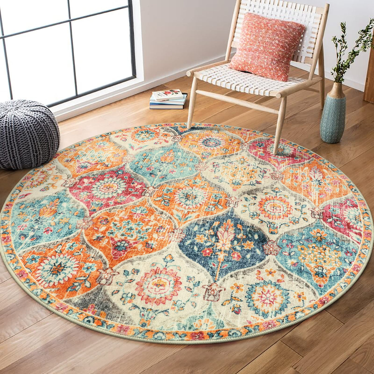 Lahome Moroccan Washable Small Area Rug, 3x5 Rug for Bedroom Living Room
