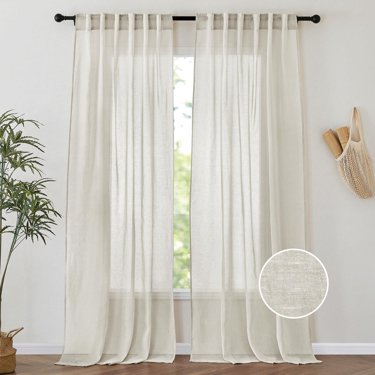 PONY DANCE White Sheer Curtains 96 inches Long, 2 Panels