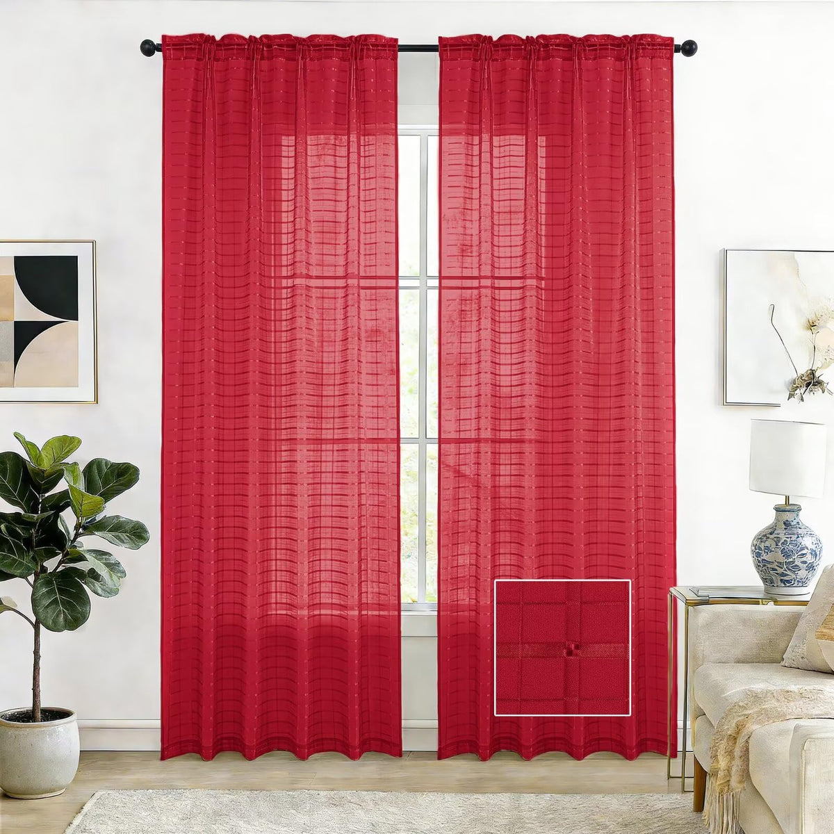 SpaceDresser Basic Rod Pocket Sheer Voile Window Curtain Panels White 1 Pair 2 Panels 52 Width 84 Inch Long for Kitchen Bedroom Children Living Room Yard(White,52 W x 84 L)