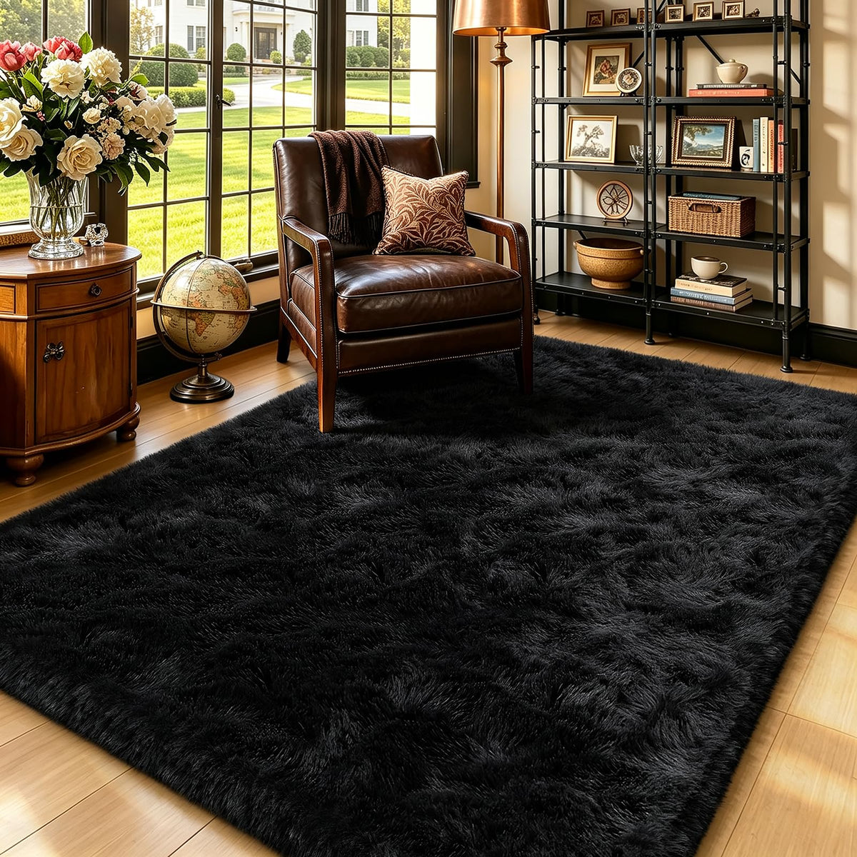 Beige 8x10 Area Rugs for Living Room, Fluffy Shag Rug Large Bedroom Carpet
