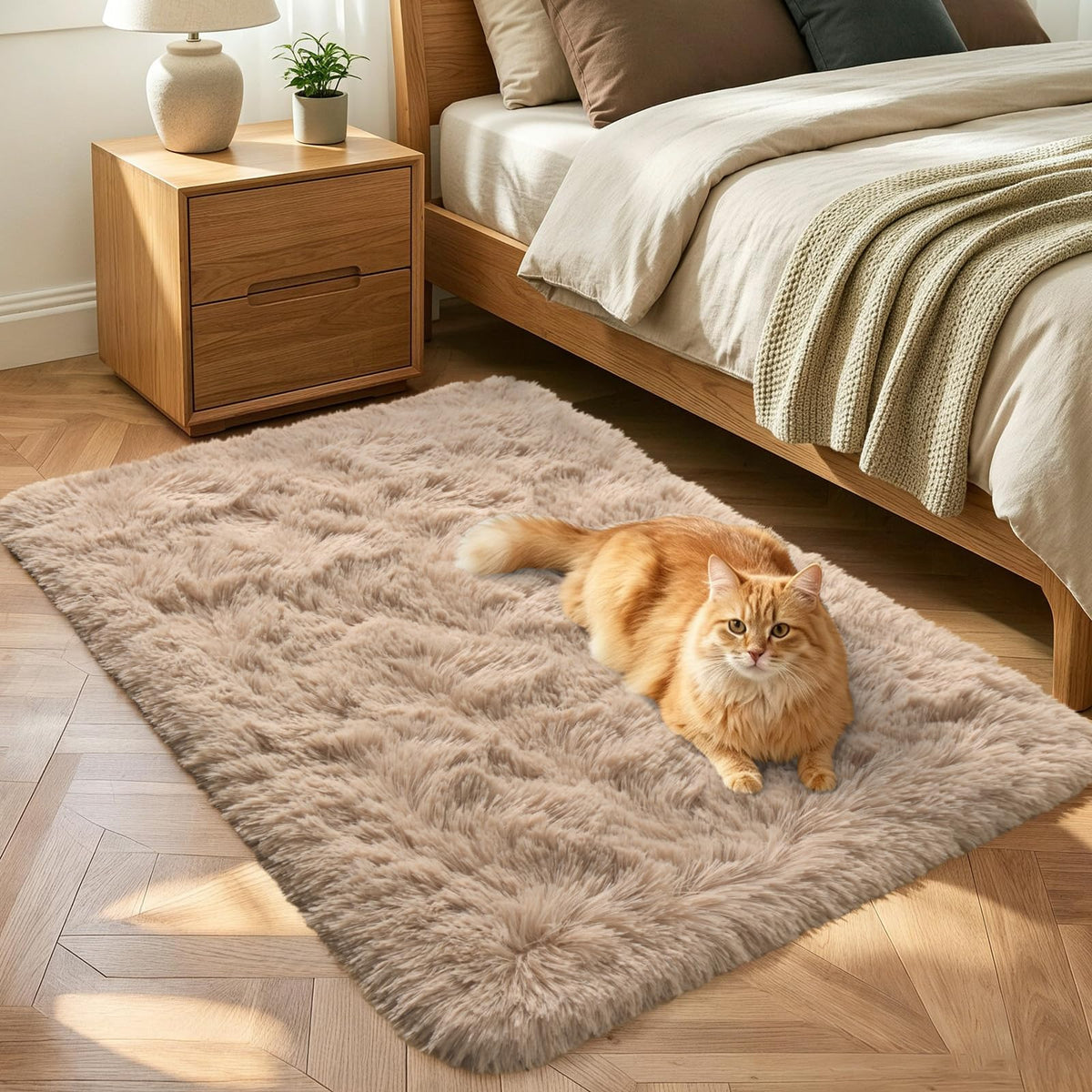 Noahas 2x6 Black Fluffy Soft Runner Rug Non-Slip for Bedroom Dorm Hallway